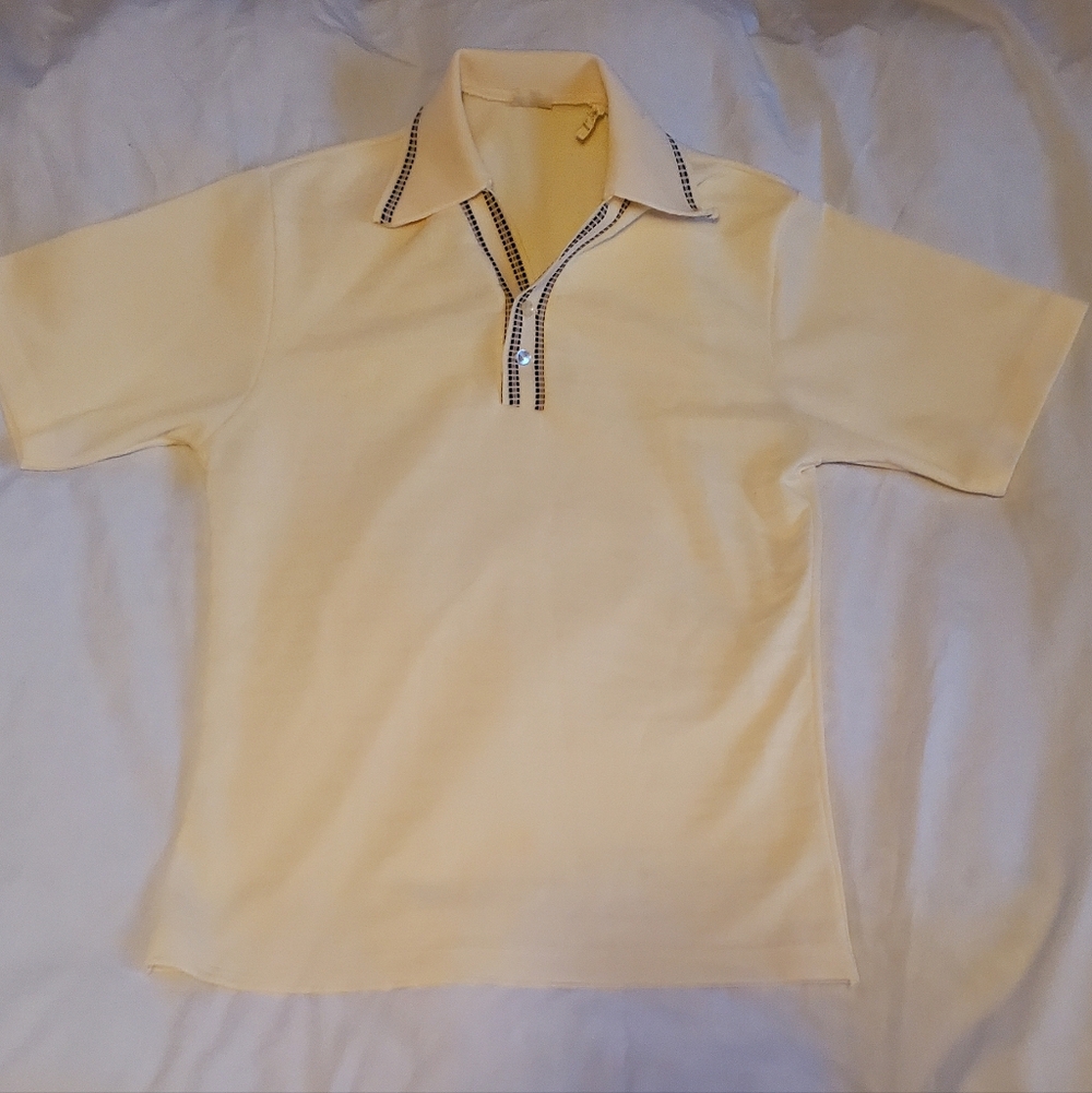 Edwards of California Vtg 1980's Polo Golf Polyester Shirt, Sz L Accent Stripes